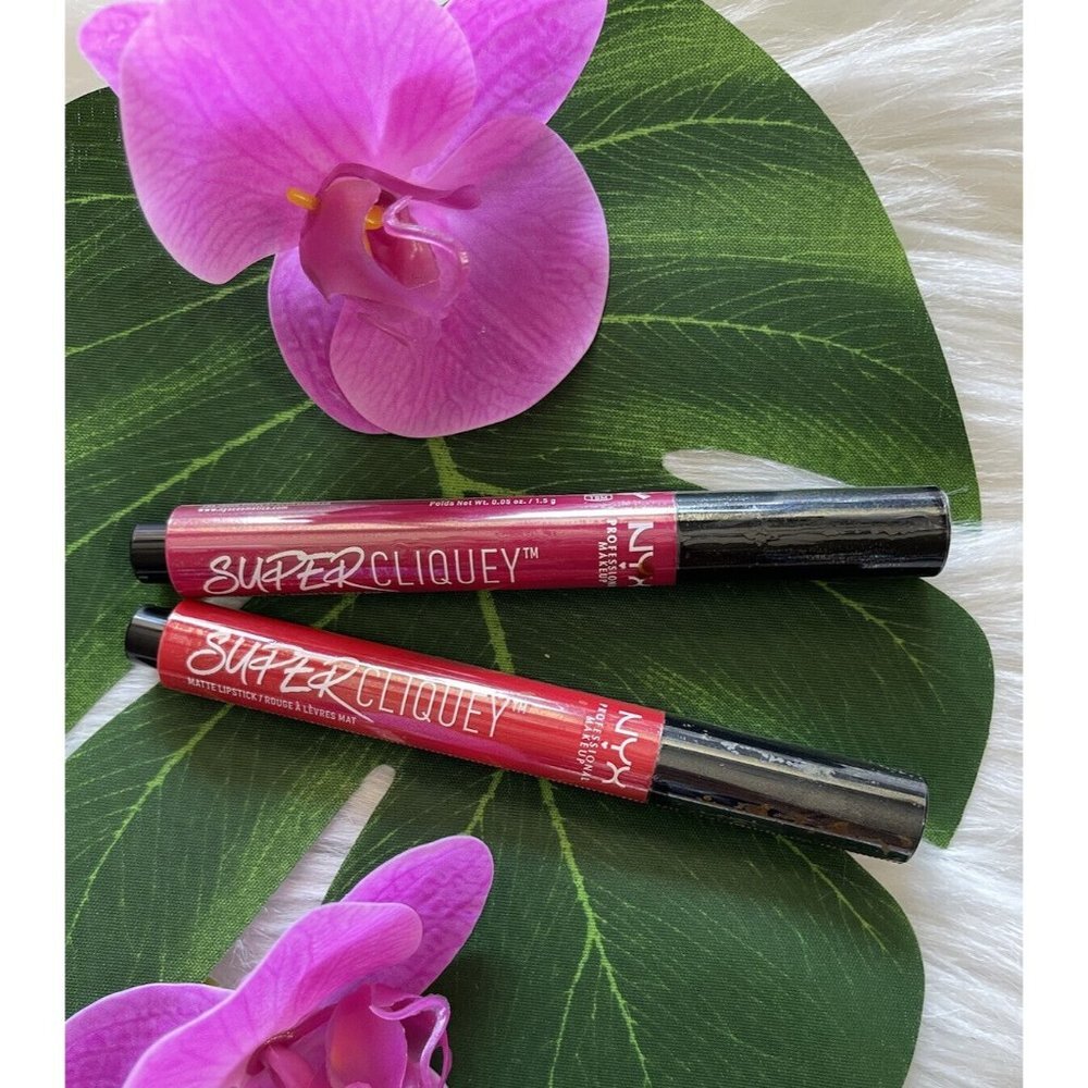 New Lot of 2 NYX Super Cliquey Matte Lipstick SCLS05 Serpent SCLS08 In The Red